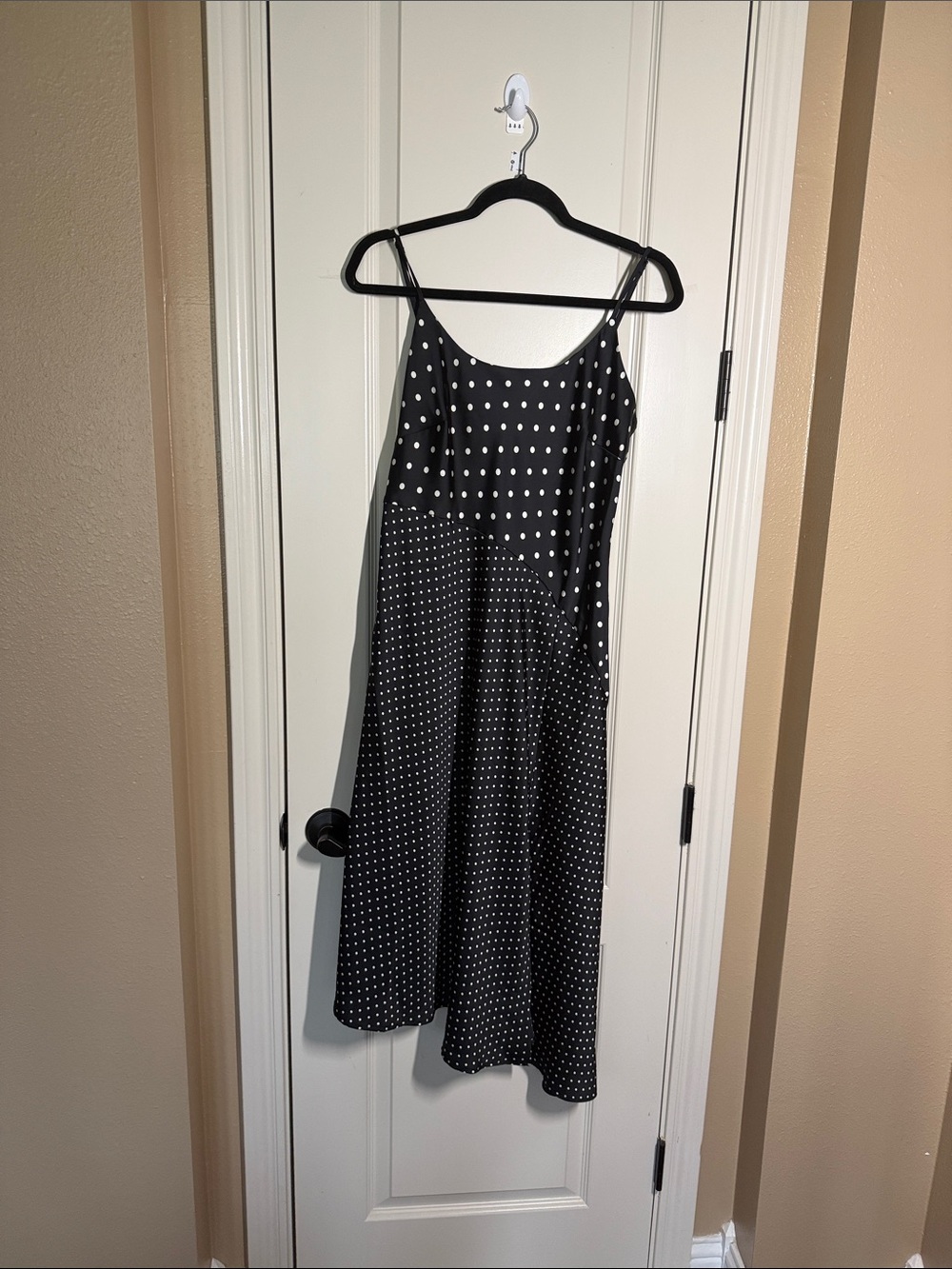 a new day Black & White Polka Dot Slip Midi Dress